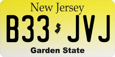NJ license plate B33JVJ