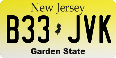 NJ license plate B33JVK