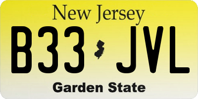 NJ license plate B33JVL