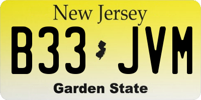 NJ license plate B33JVM