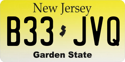 NJ license plate B33JVQ