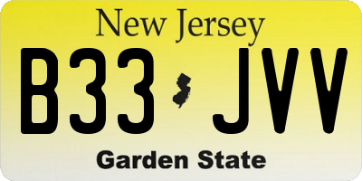 NJ license plate B33JVV
