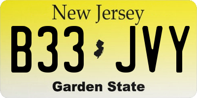 NJ license plate B33JVY