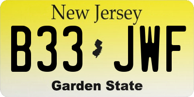 NJ license plate B33JWF