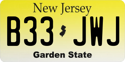 NJ license plate B33JWJ