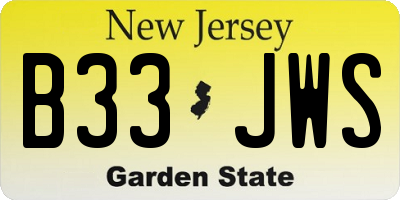 NJ license plate B33JWS