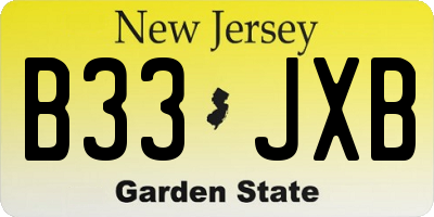 NJ license plate B33JXB