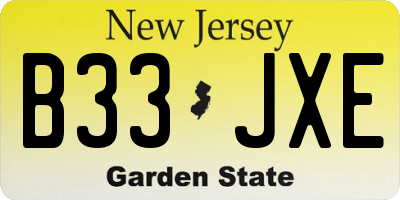 NJ license plate B33JXE