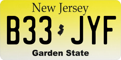NJ license plate B33JYF