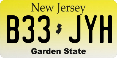 NJ license plate B33JYH