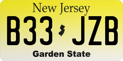 NJ license plate B33JZB