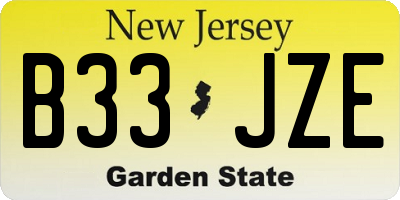 NJ license plate B33JZE