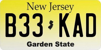 NJ license plate B33KAD