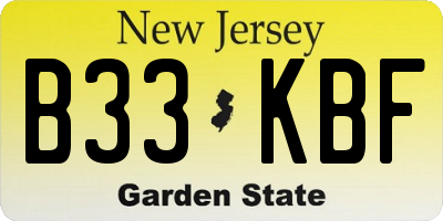 NJ license plate B33KBF