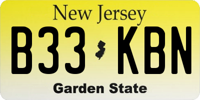 NJ license plate B33KBN