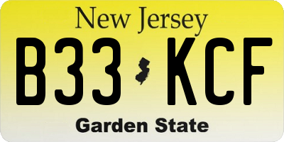 NJ license plate B33KCF