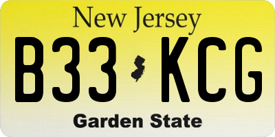 NJ license plate B33KCG
