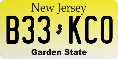 NJ license plate B33KCO