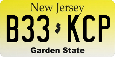 NJ license plate B33KCP