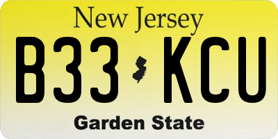 NJ license plate B33KCU