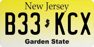 NJ license plate B33KCX