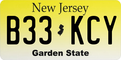 NJ license plate B33KCY