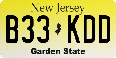 NJ license plate B33KDD
