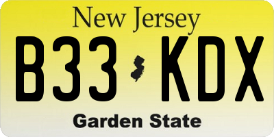 NJ license plate B33KDX