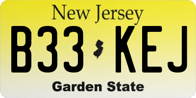 NJ license plate B33KEJ