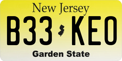 NJ license plate B33KEO