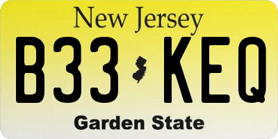 NJ license plate B33KEQ
