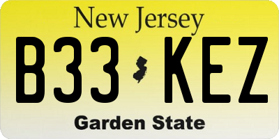 NJ license plate B33KEZ