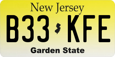 NJ license plate B33KFE