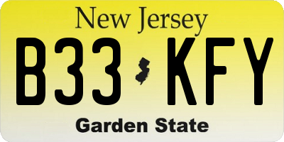 NJ license plate B33KFY