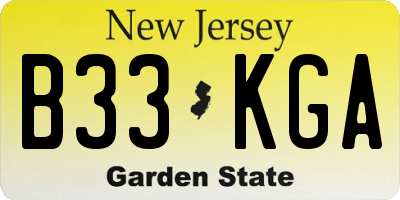 NJ license plate B33KGA