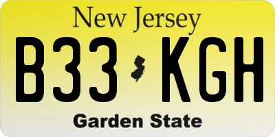 NJ license plate B33KGH