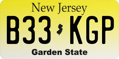 NJ license plate B33KGP