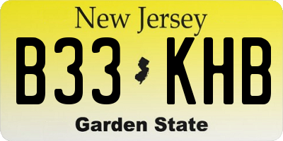 NJ license plate B33KHB
