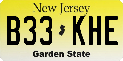 NJ license plate B33KHE