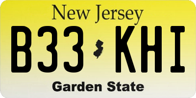 NJ license plate B33KHI