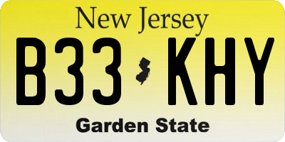 NJ license plate B33KHY