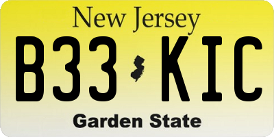 NJ license plate B33KIC