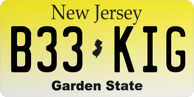 NJ license plate B33KIG