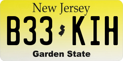NJ license plate B33KIH