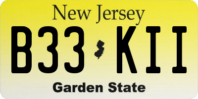 NJ license plate B33KII