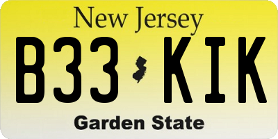 NJ license plate B33KIK