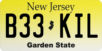 NJ license plate B33KIL