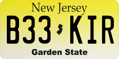 NJ license plate B33KIR