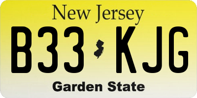 NJ license plate B33KJG