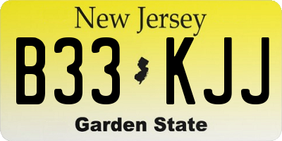 NJ license plate B33KJJ